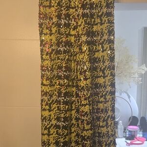 AKIRA Black and Gold Sequin Wide Leg Pants